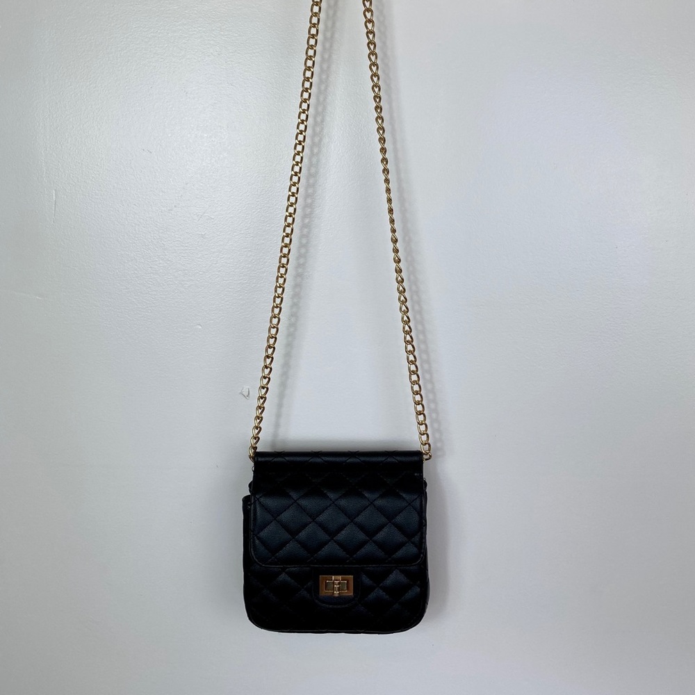 Faux Leather Crossbody Chain Bag